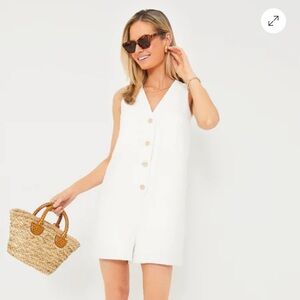 Tuckernuck White V-Neck Romper with Relaxed Fit